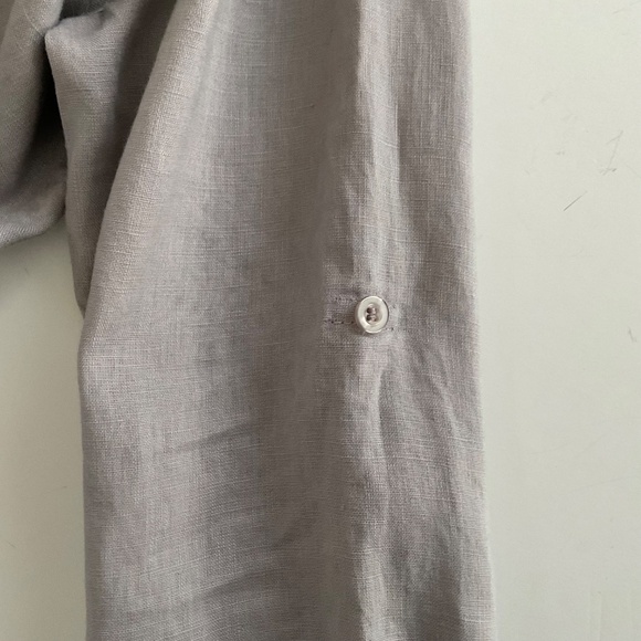 Pure Amici Women’s Shirt Sz S Gray Button Up Linen Classic Preppy Office Siren - Picture 8 of 12